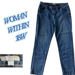 Woman Within Plus Size 18W Straight Leg Jeans Medium Wash Denim Stretch Comfort